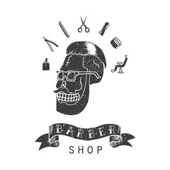 Barber shop. Trendy elements about hairdresser theme. Hipster logotype. Isolated.
