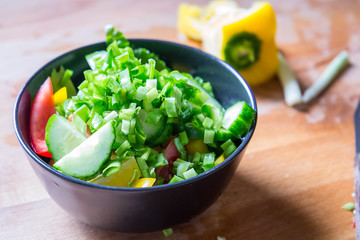 Prepare a Healthy Paleo Fresh Mixed Salad, Close-up