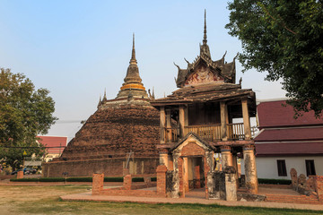 Wat Ratchaburana,old temple in Phitsanulok, Thailand