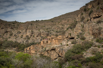 Fototapeta na wymiar Old abandoned Omani village in the mountains of Hajjar
