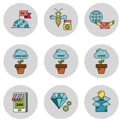 Business and innovation vector icon set 