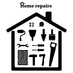 Repair icons set. Repair images vector. Repair black symbols.