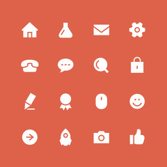 Invert website vector icon set. Different white symbols on the colored background.