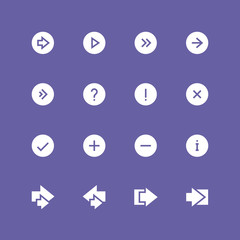 Invert arrows vector icon set. Different white symbols on the colored background.