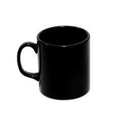 Closed up black cup isolated on white background