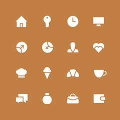Invert home and family vector icon set. Different white symbols on the colored background.
