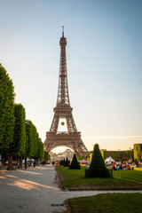 Fototapeta na wymiar Eiffel tower with park around, Paris