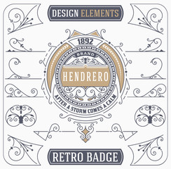 Vintage Ornament and Retro Badge. Design Elements