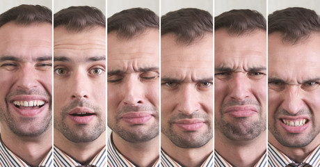 Man with different facial expressions