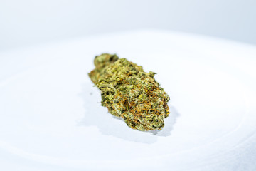 Marijuana Dried Bud closeup on bright background