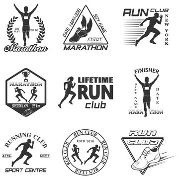 Set of vintage run club labels
