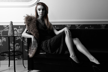 aristocratic elegant woman. BW high contrast