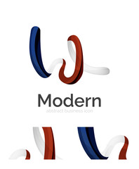 Abstract 3d swirl ribbon logo template with business card corporate identity design