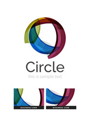 Circle logo. Transparent overlapping swirl shapes. Modern clean business icon