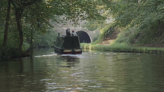 Barges Travelling On The Llangollen Canal