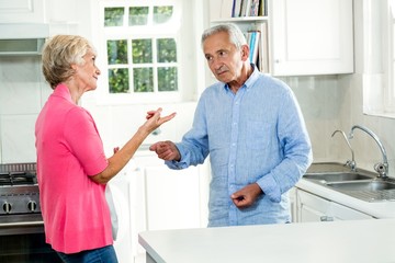 Senior couple arguing while standing