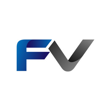 Modern Simple Initial Logo Vector Blue Grey fv