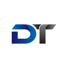 Modern Simple Initial Logo Vector Blue Grey dt