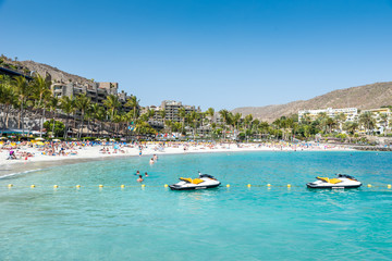 Anfi beach - island Gran Canaria, Spain - obrazy, fototapety, plakaty