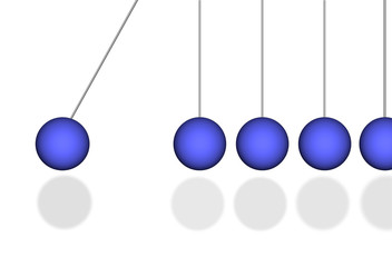 Péndulos, fondo blanco, esferas azules