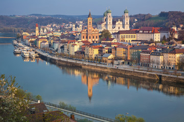 Passau. Passau skyline during sunset, Bavaria, Germany.