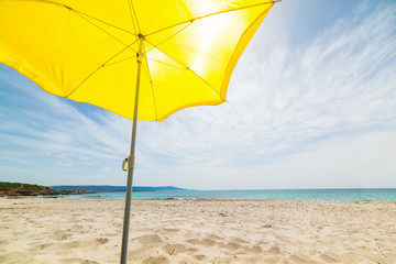 yellow parasol in Le Bombarde