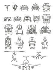 Front of the car and other vehicles. Isolated