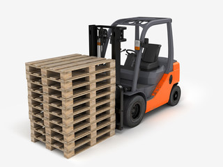 Forklift loader isolated on white.3D illustration.