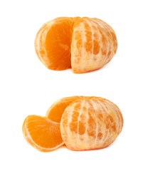 Fresh juicy tangerine fruit isolated over the white background