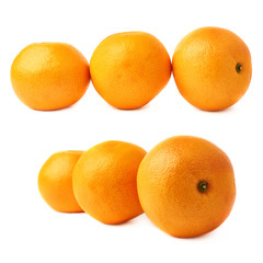 Three fresh juicy grapefruits composition isolated over the white background