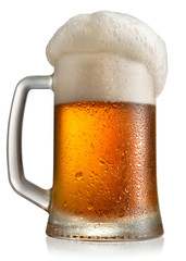 Frosty beer in mug