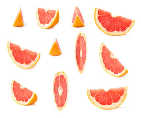 Slice section of grapefruit isolated over the white background