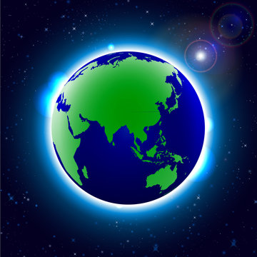 Globe Earth Icon. World Map with Globes detailed editable. Vector illustration.