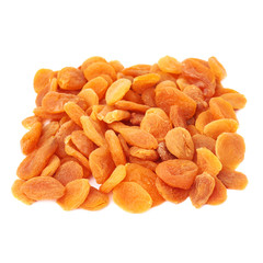 Dried orange apricots over white background