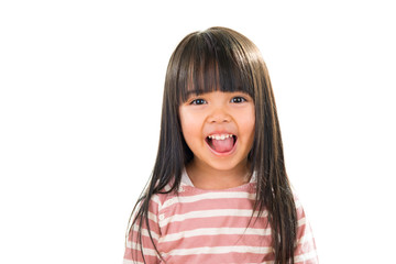 Asian smiling little girl portrait isolated on white - Powered by Adobe
