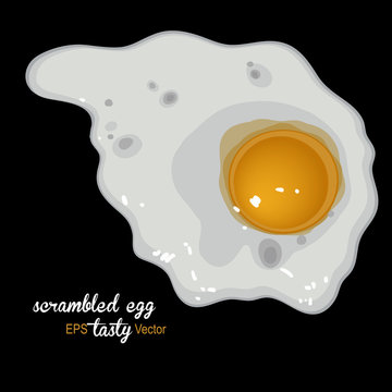 fried egg on a black background