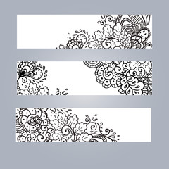 Set of banners with a flower pattern