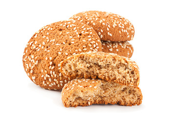 Oatmeal cookies on white