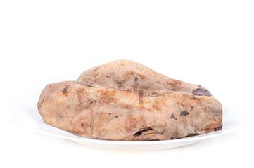 Sweet potatoes on the white background