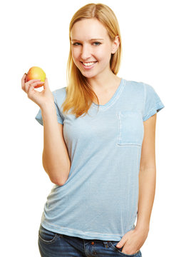 Young Woman Holding An Apple