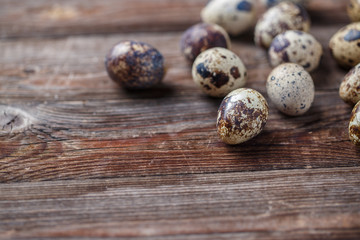 Obraz premium Group of quail eggs on thewooden background
