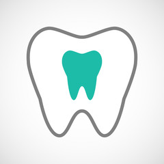 Line art tooth icon with a tooth
