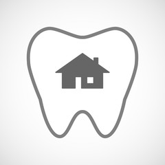 Line art tooth icon with a house