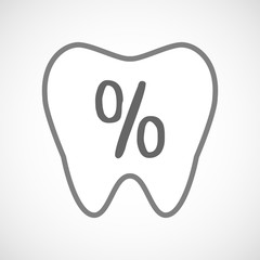 Obraz premium Line art tooth icon with a discount sign