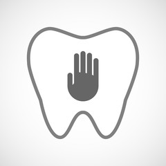 Line art tooth icon with a hand