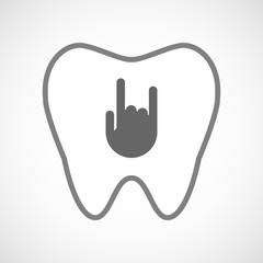 Line art tooth icon with a rocking hand
