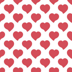 Big red hearts hand drawn artistic isolated seamless pattern