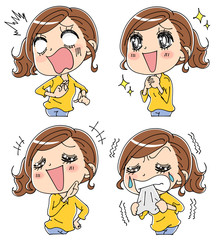 表情豊かな女性のイラスト（セット）
