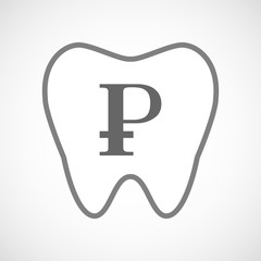 Line art tooth icon with a ruble sign