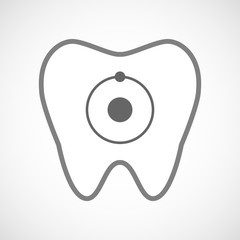 Line art tooth icon with an atom